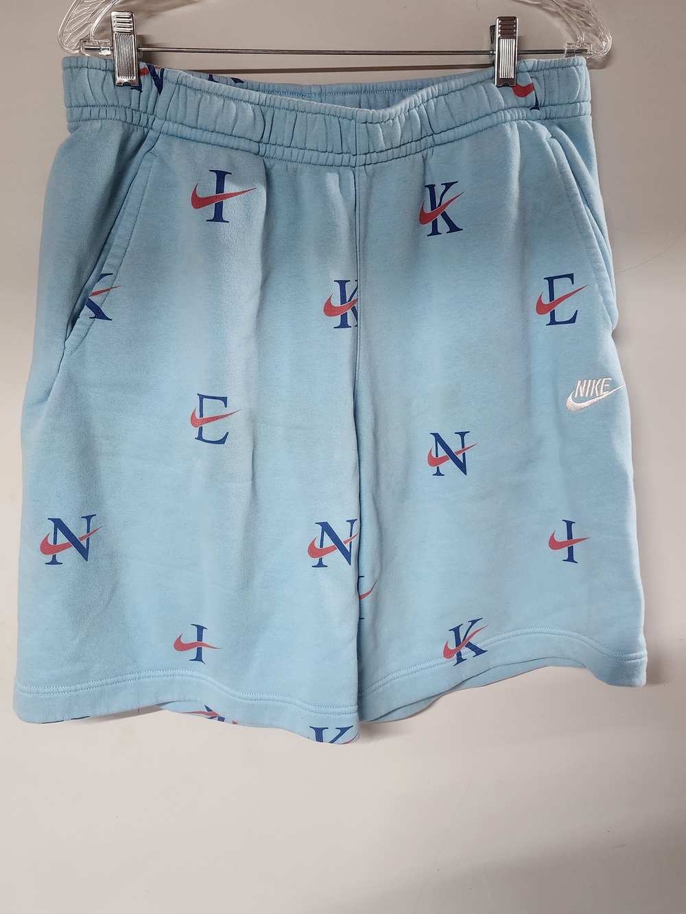 Nike Light Blue All-Over Logo Sweat Shorts
